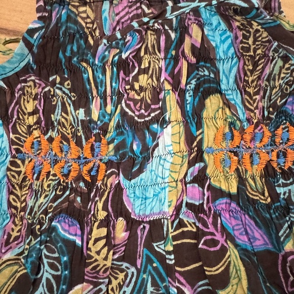 Raj Blue Smocked Sundress Sleeveless Casual - Picture 2 of 3